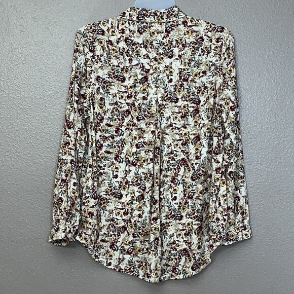 Beachlunchlounge Collection Womens Floral Long Sleeve Collared Button Up Top L - Picture 8 of 13